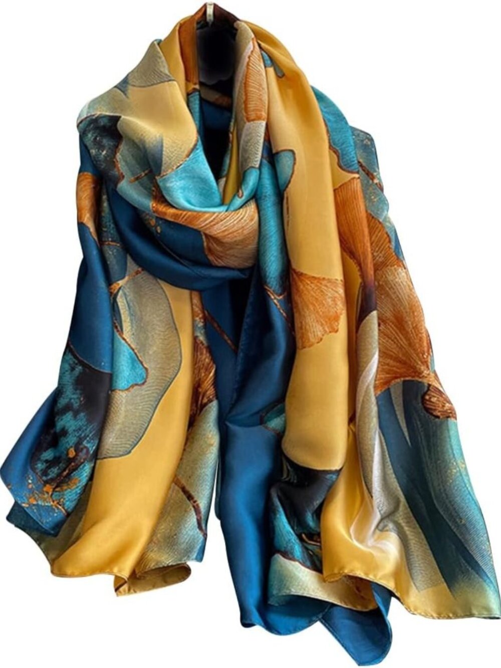 Luxury 100% Mulberry Silk Scarf - Long Lightweight Satin Wrap for Women
